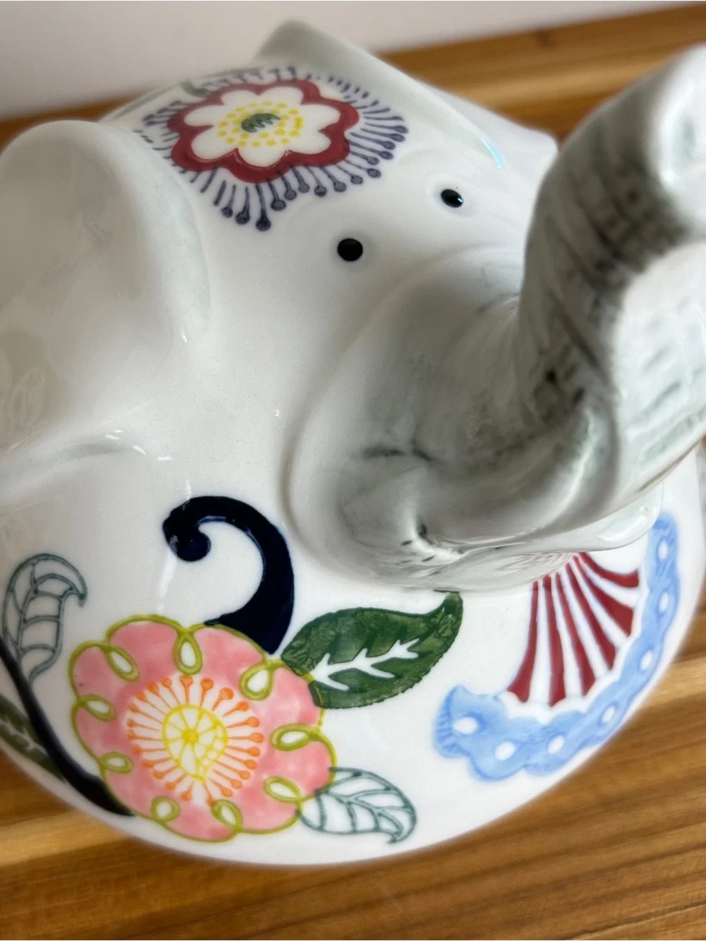 Pier 1 Hand Painted Stoneware Elephant Cookie Jar